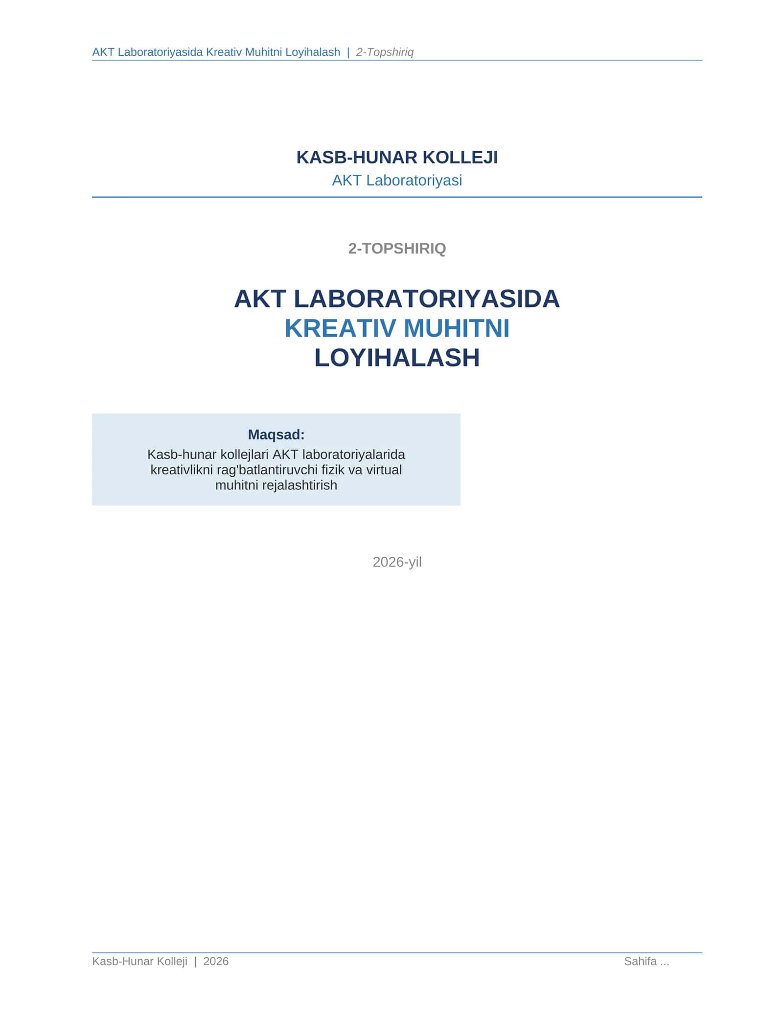 AKT Laboratoriyasida Kreativ Muhitni Loyihalash 1