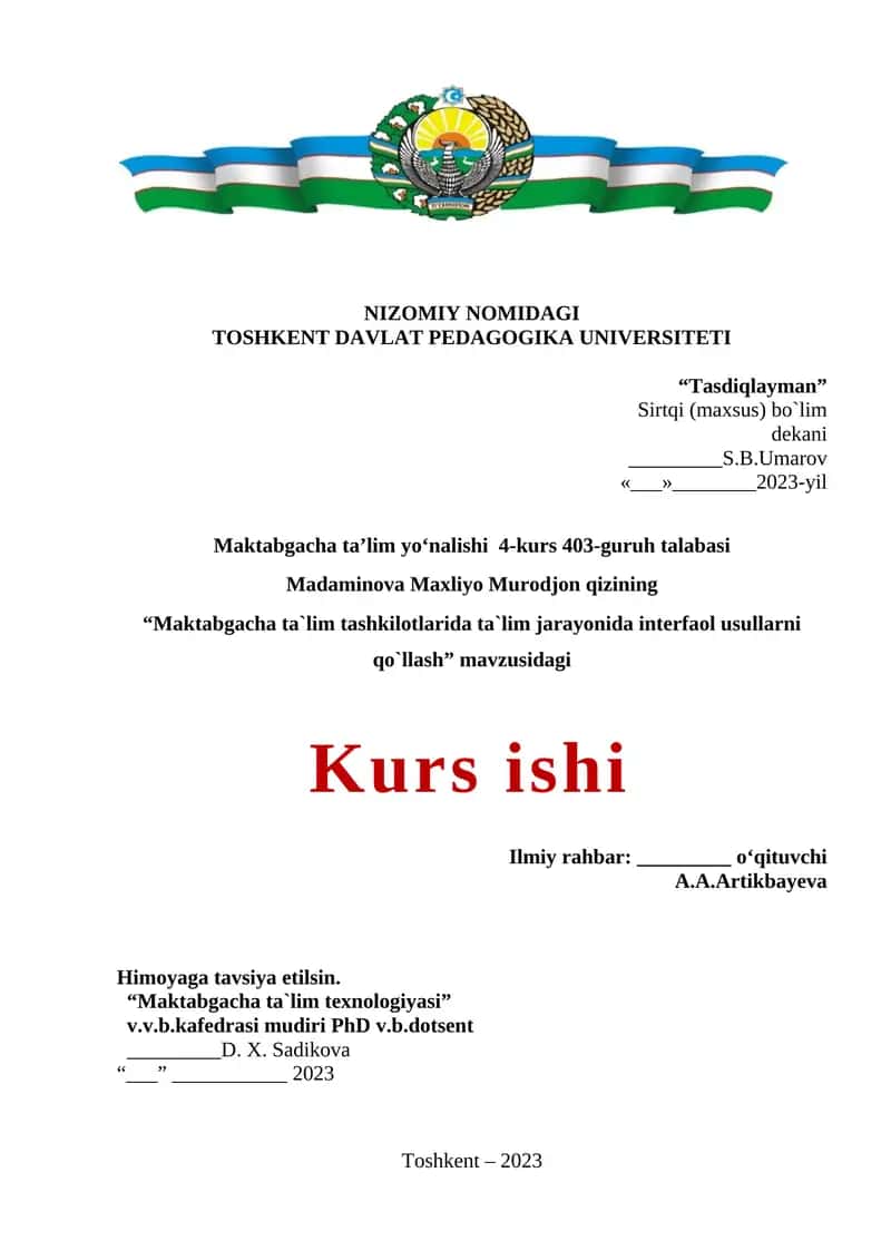 Maktabgacha ta`lim tashkilotlarida ta`lim jarayonida interfaol usullarni qo`llash 1