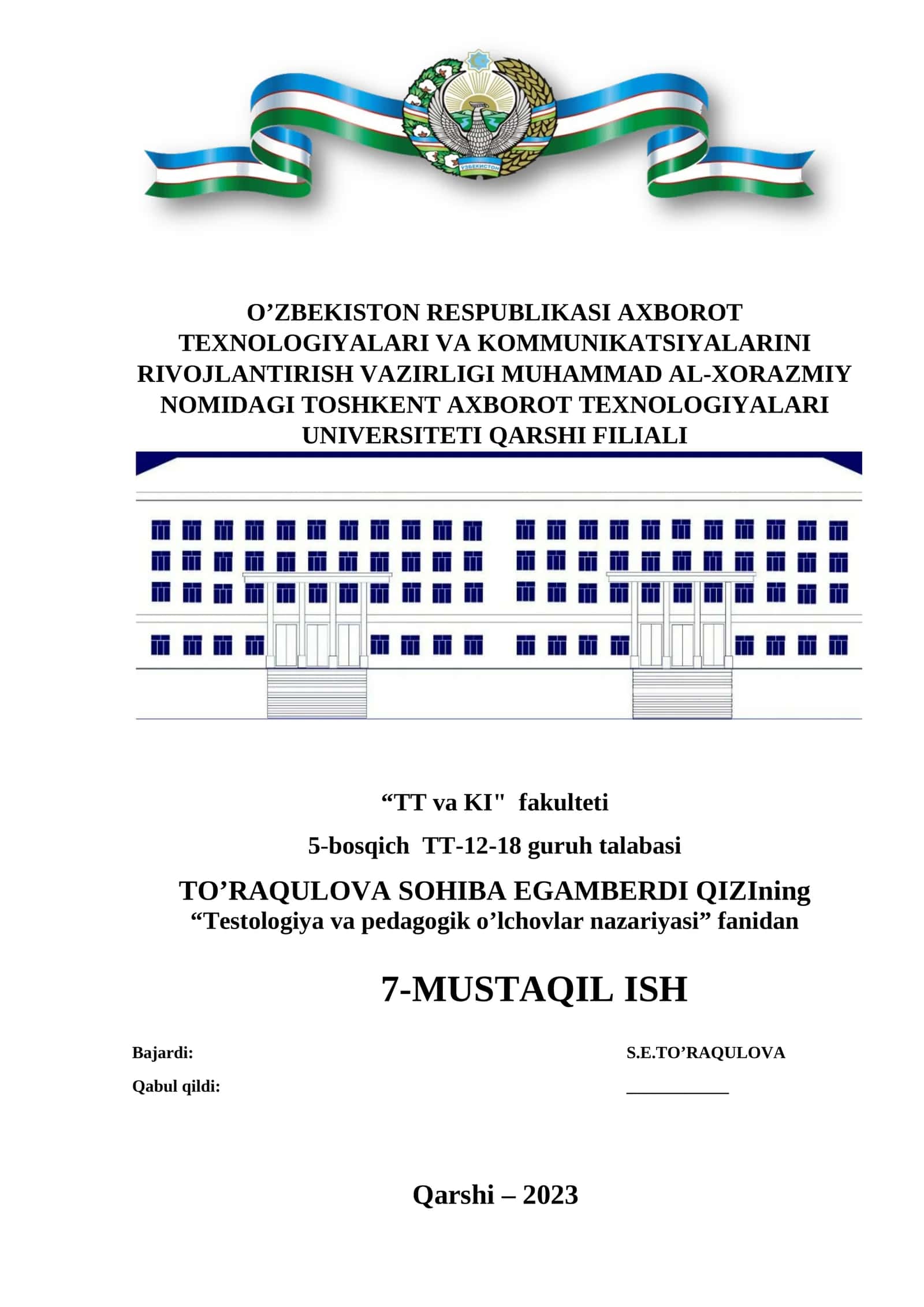 Testologiya va pedagogik o’lchovlar nazariyasi 1