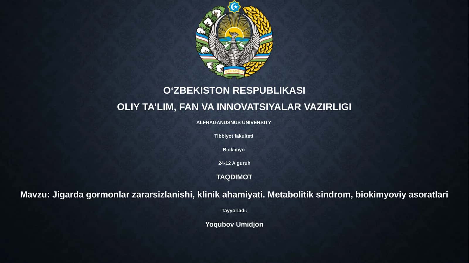 Jigarda gormonlar zararsizlanishi va metabolik sindrom 1