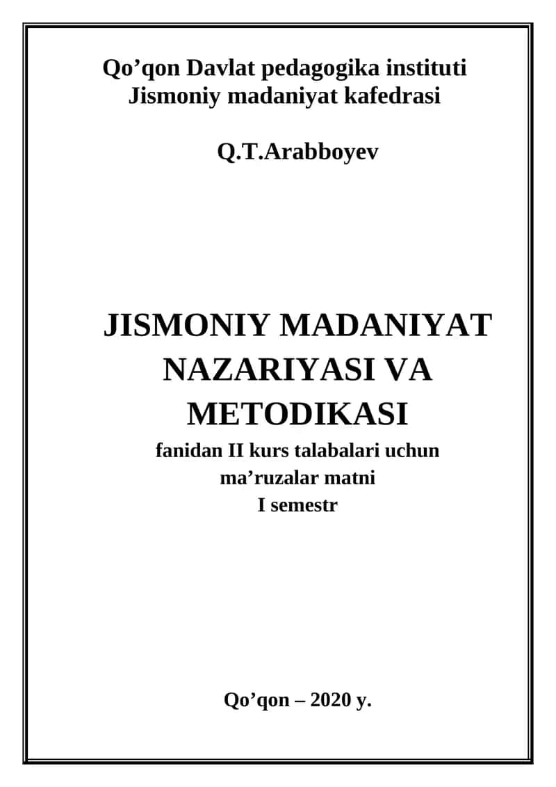 Jismoniy madaniyat nazariyasi va metodikasi 1