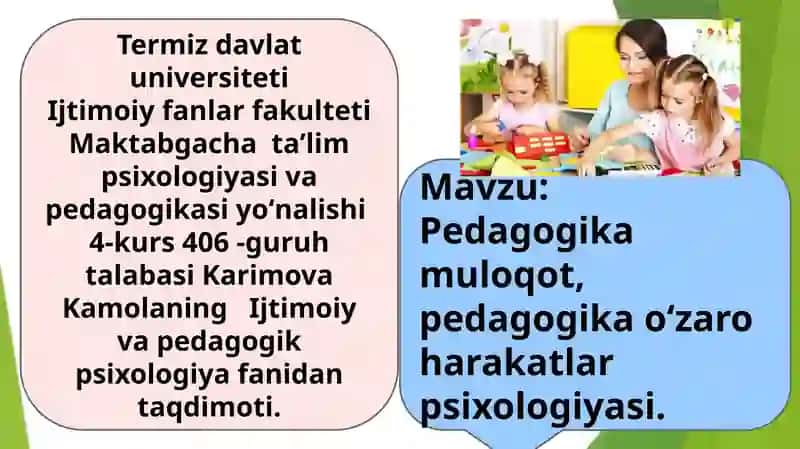 Pedagogika va Psixologiya fanining taqdimoti