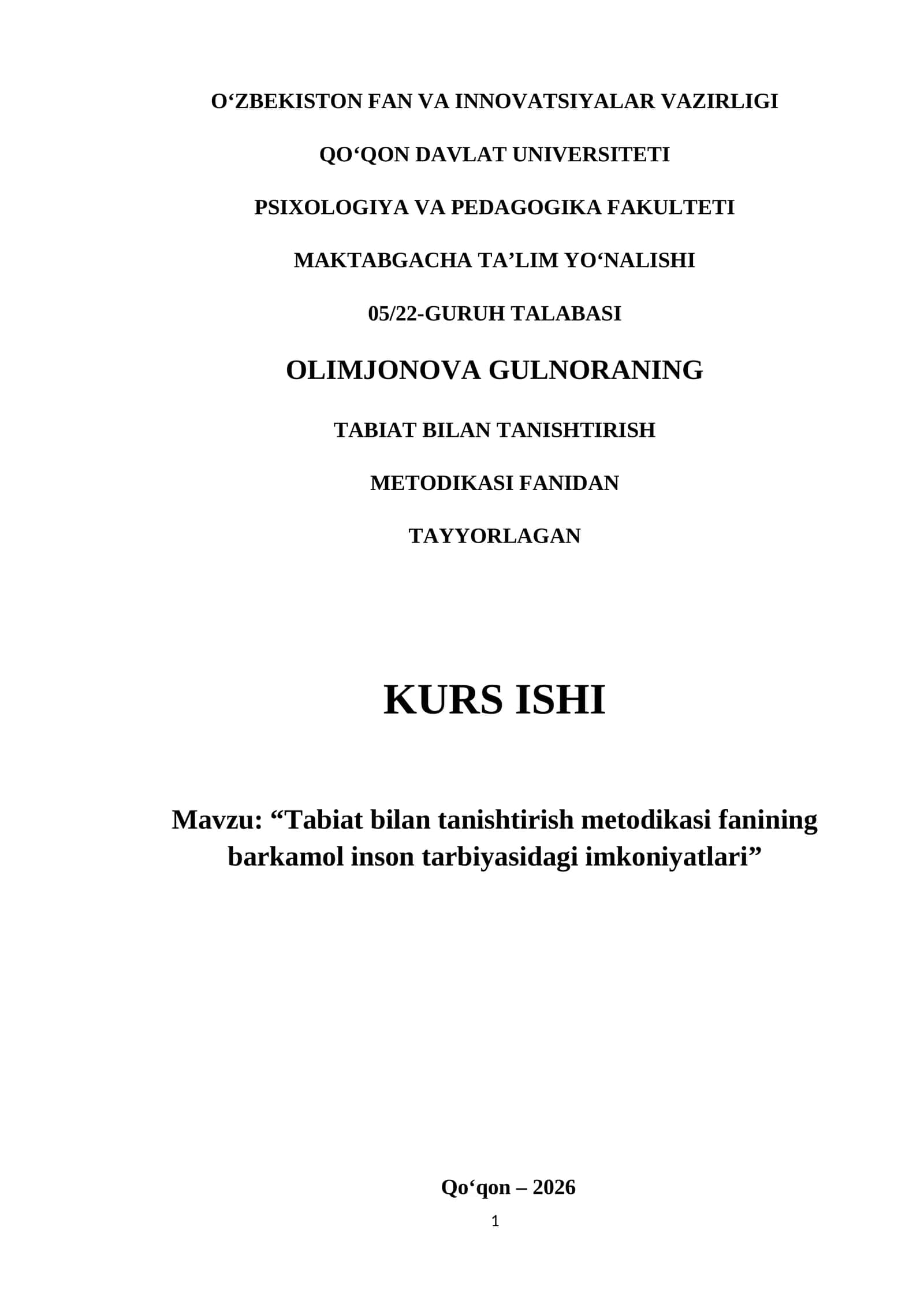 Maktabgacha taʼlim yoʻnalishi 1