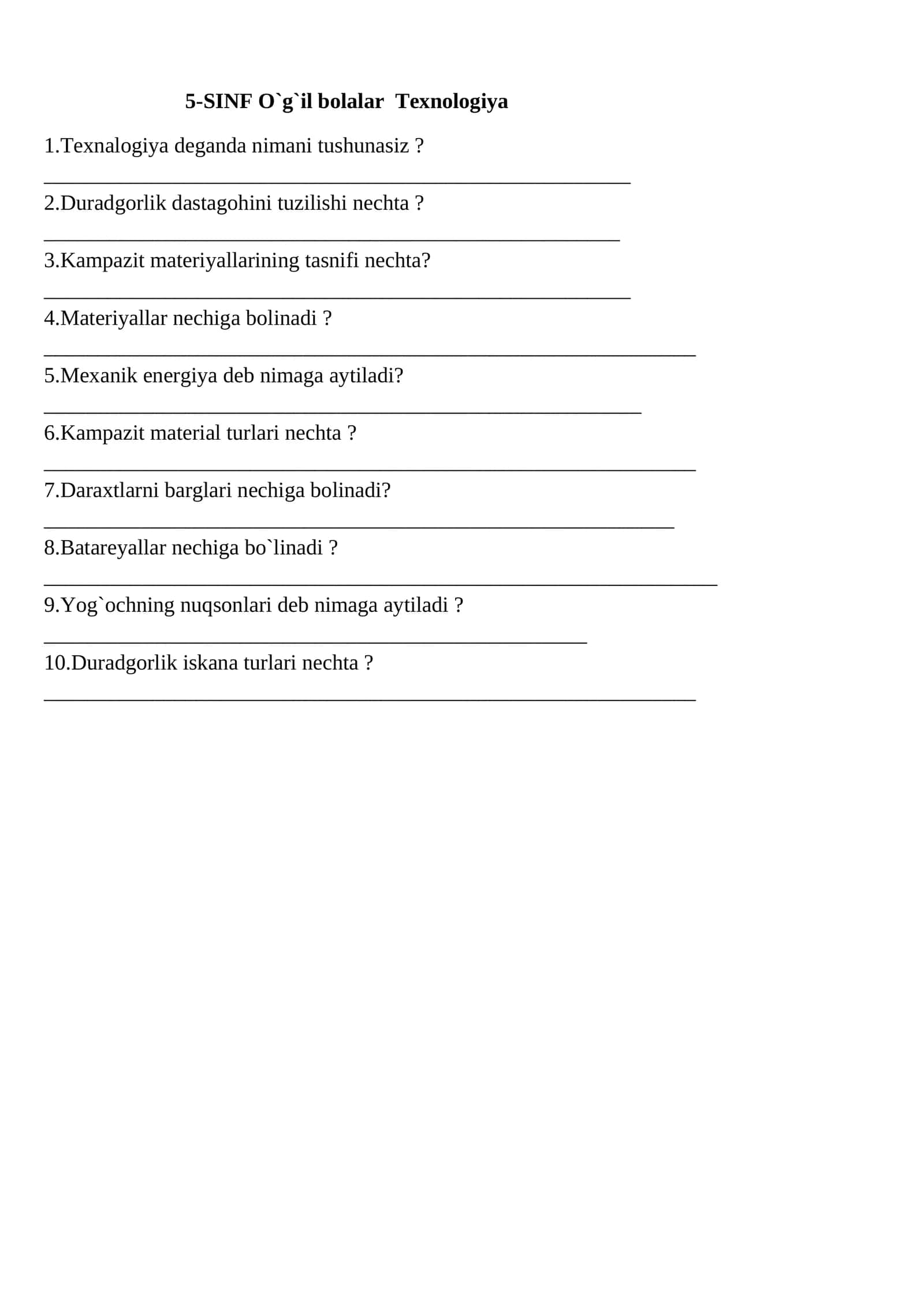 5-SINF O`g`il bolalar Texnologiya 1
