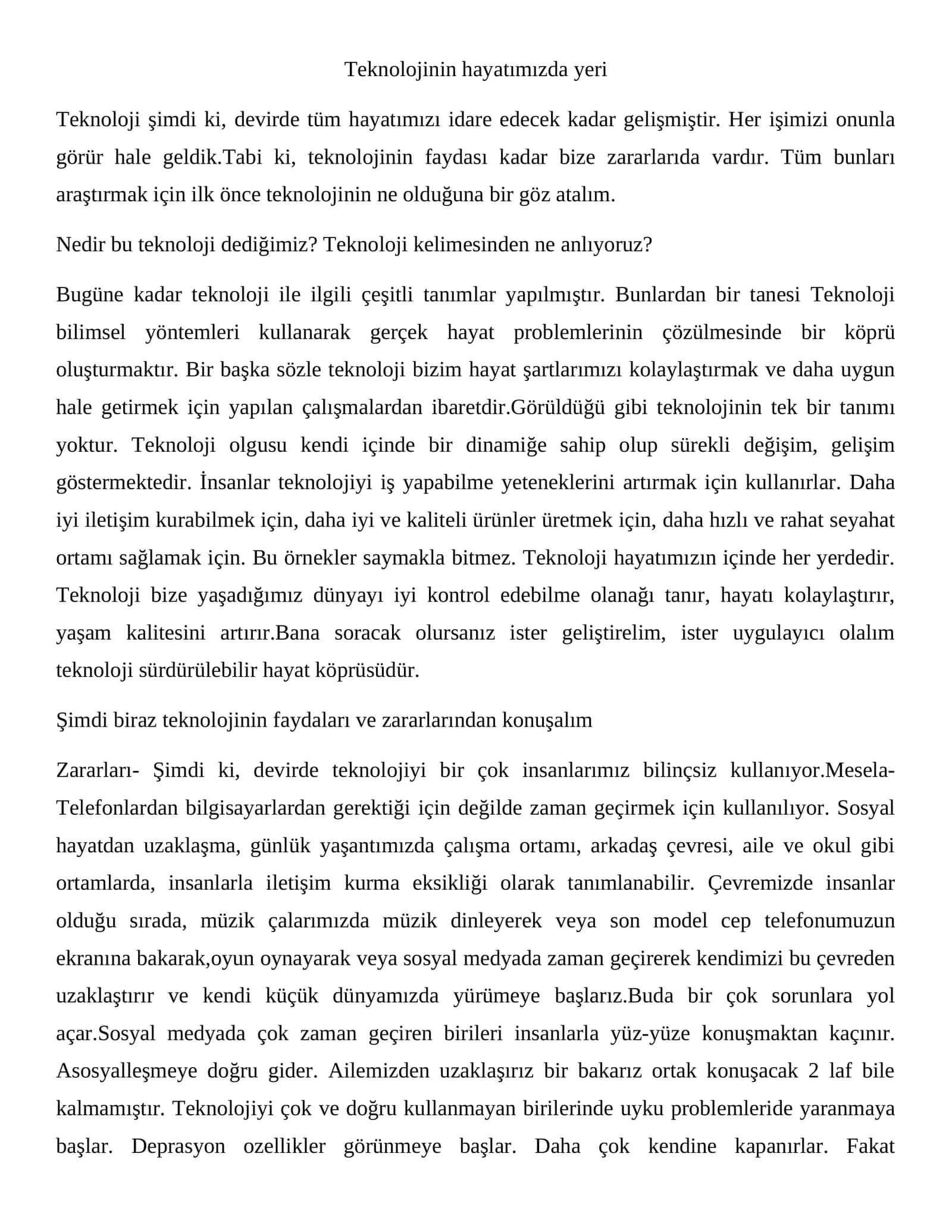 Teknolojinin hayatımızda yeri 1