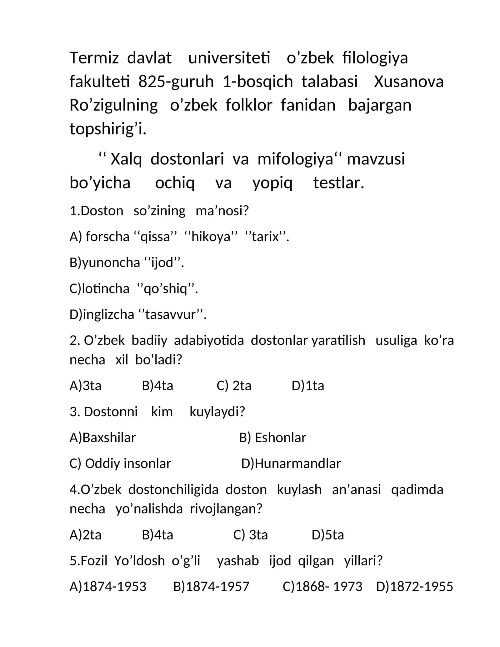 Xalq dostonlari va mifologiya 1