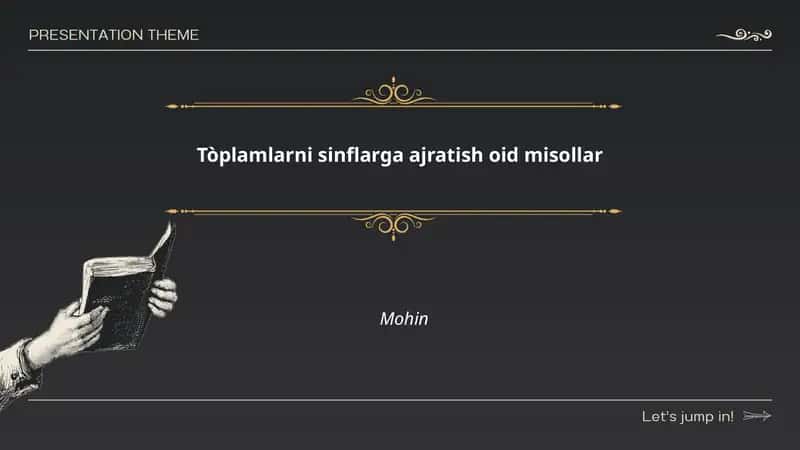 To'plamlarni sinflarga ajratish oid misollar 1