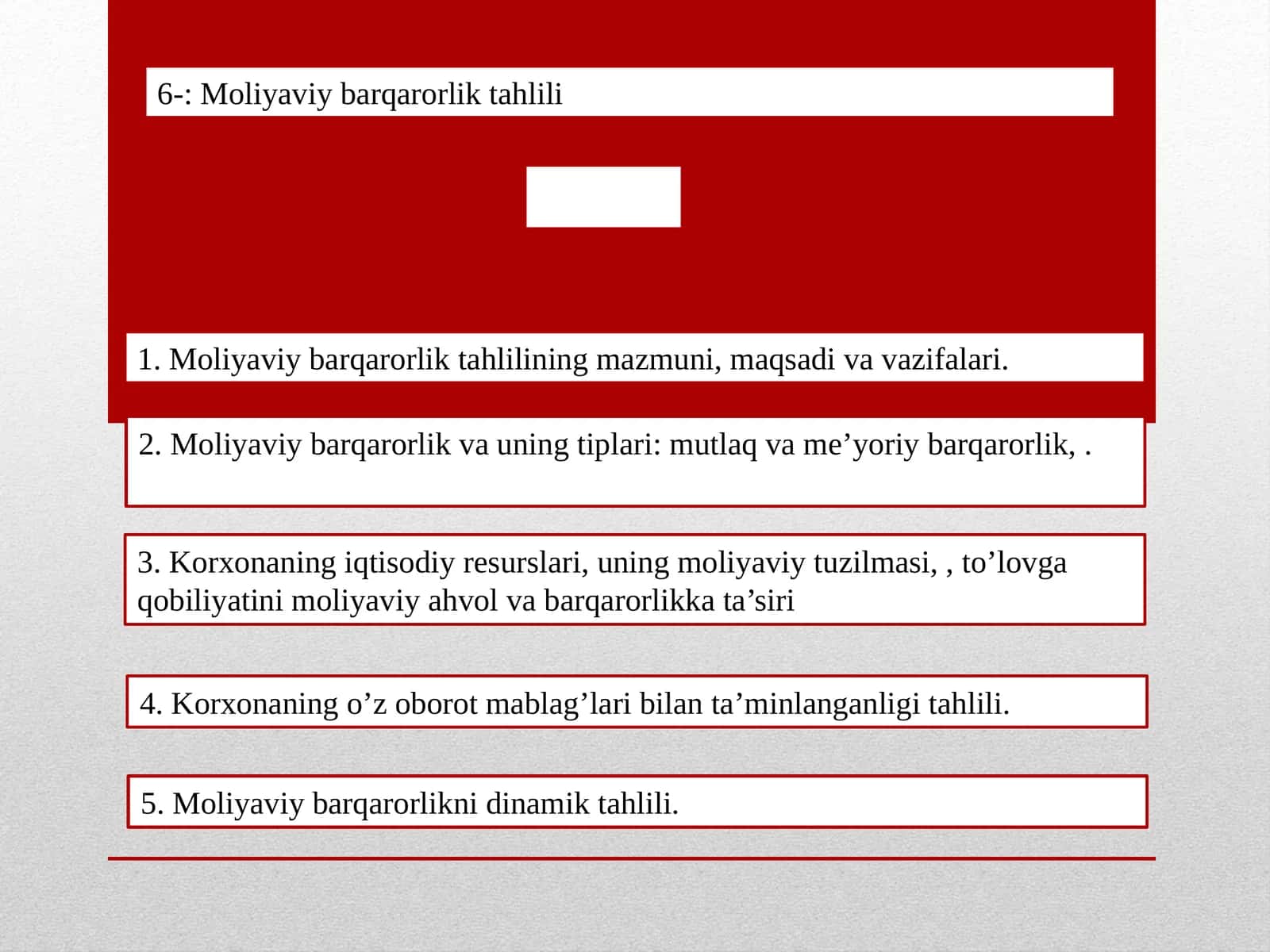 Moliyaviy barqarorlik tahlili 1