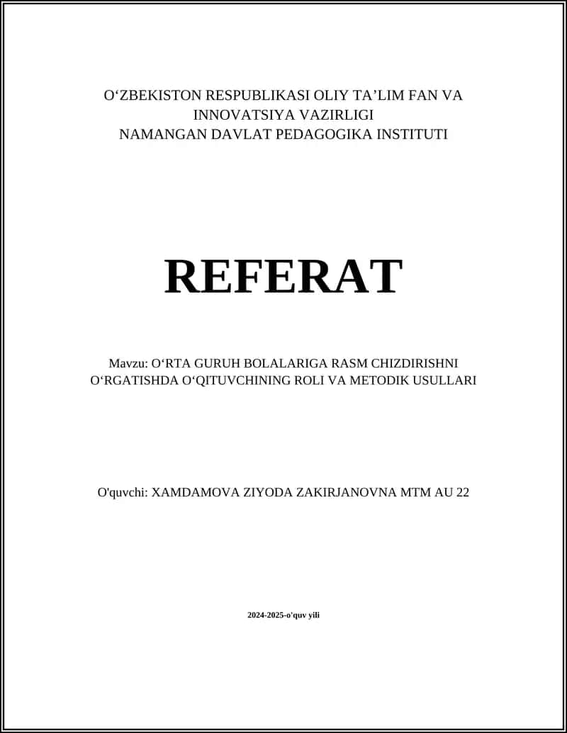 O‘rta Guruh Bolalariga Rasm Chizdirishni O‘rgatish 1
