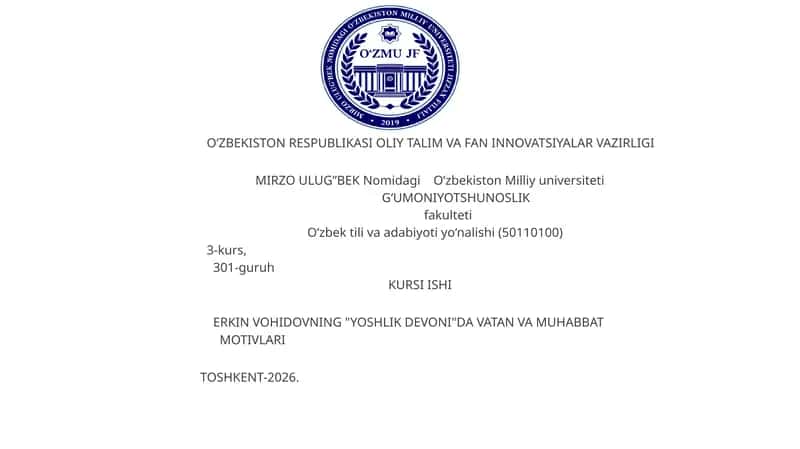 "YOSHLIK DEVONI"DA VATAN VA MUHABBAT MOTIVLARI" 1