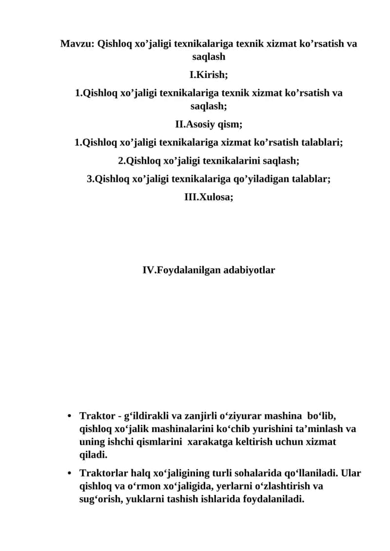 Traktor - g‘ildirakli va zanjirli o‘ziyurar mashina 1