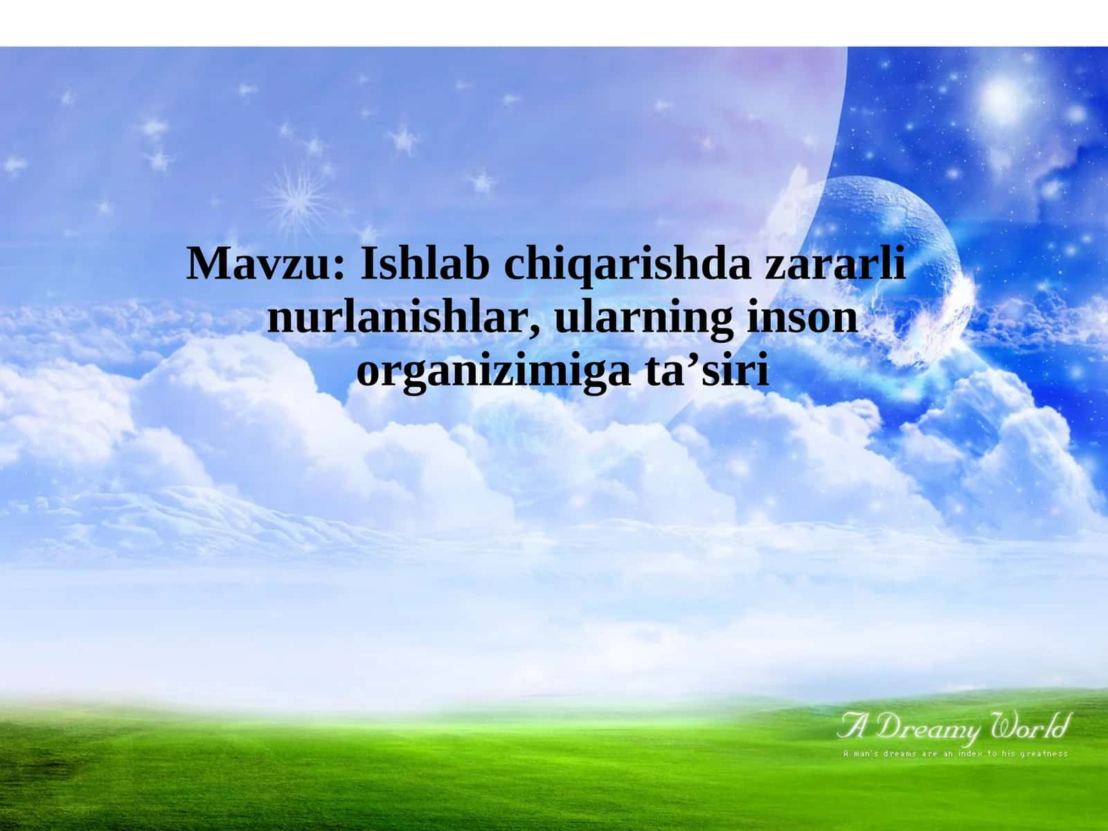 Ishlab chiqarishda zararli nurlanishlar va ularning inson organizmiga ta’siri 1