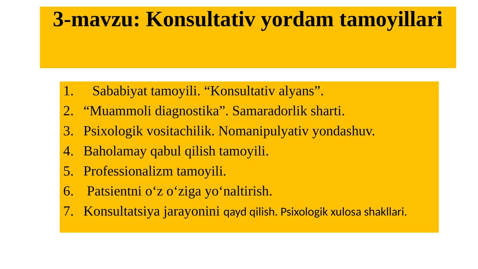Konsultativ yordam tamoyillari 1