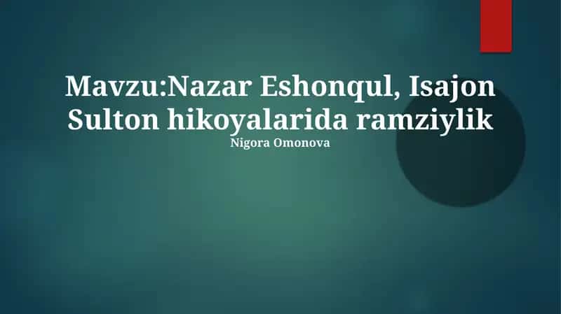 Isajon Sulton hikoyalarida ramziylik 1