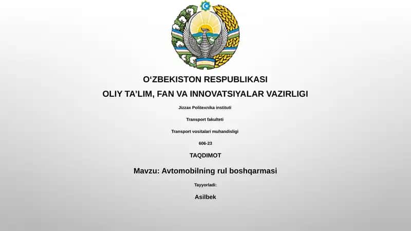 Avtomobilning rul boshqarmasi 1