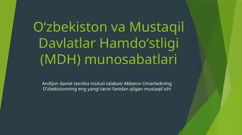 Oʻzbekiston va Mustaqil Davlatlar Hamdoʻstligi (MDH) munosabatlari 1