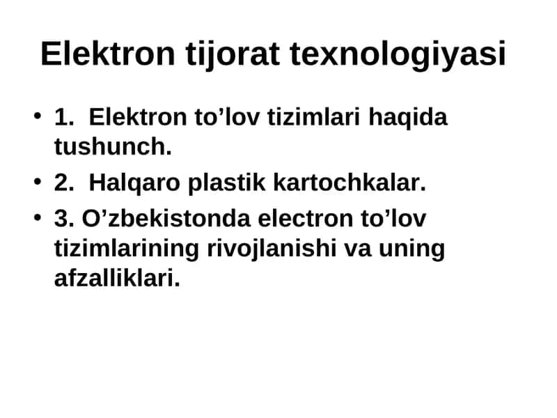 Elektron tijorat texnologiyasi 1