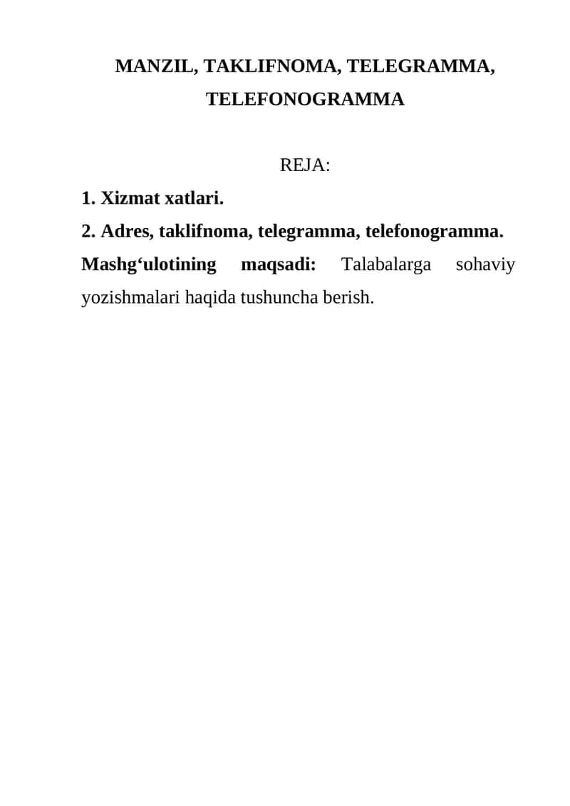 Xizmat xatlari 1