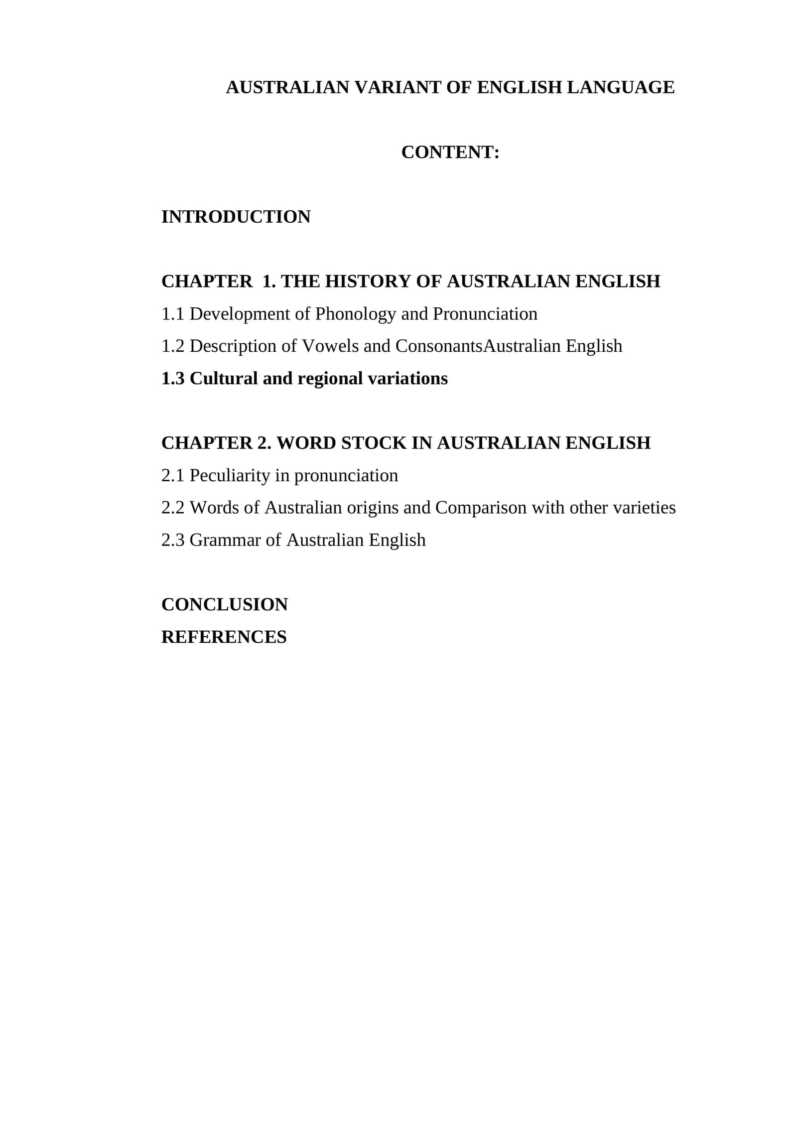 AUSTRALIAN VARIANT OF ENGLISH LANGUAGE 1