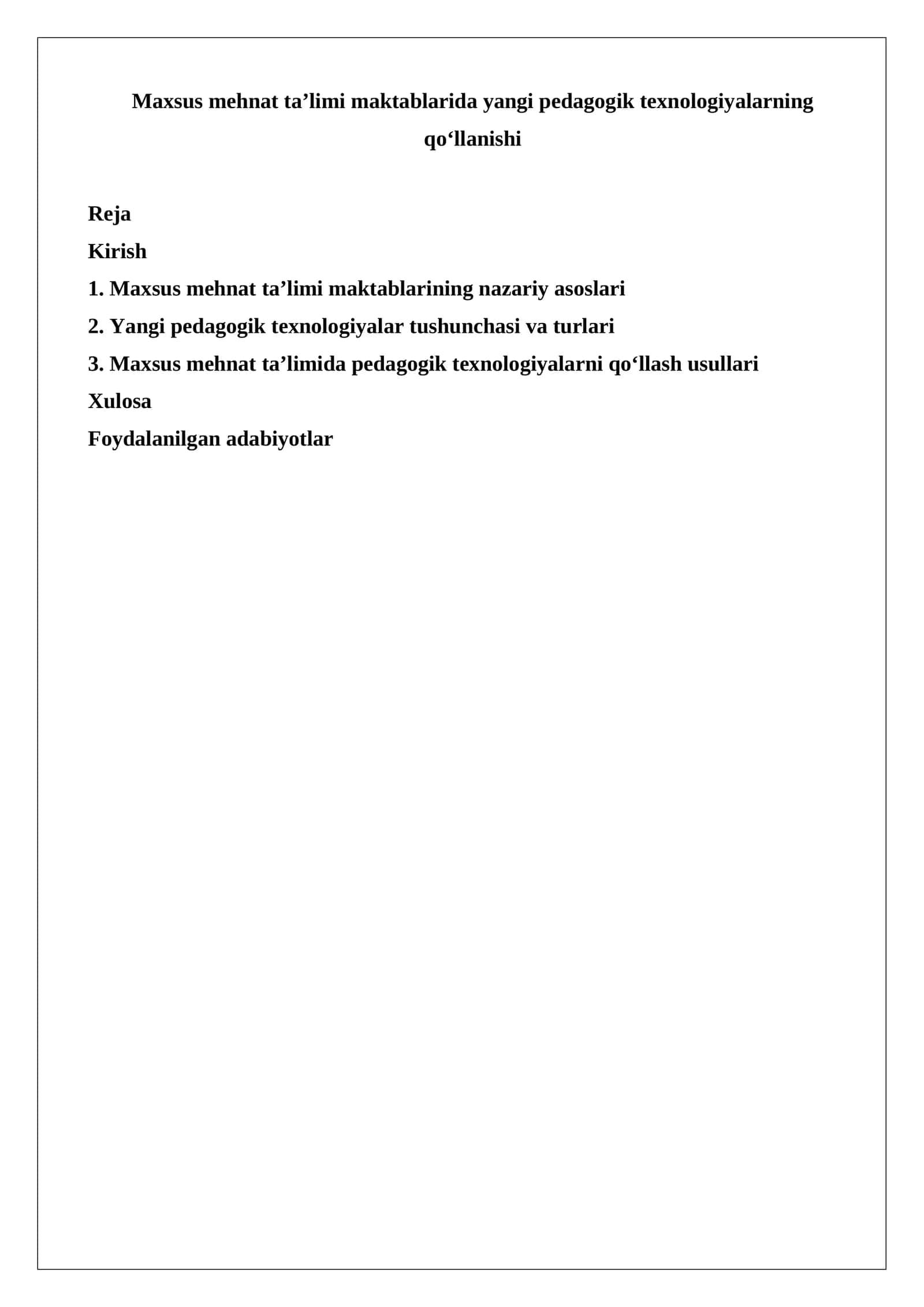 Maxsus mehnat taʼlimi maktablarida yangi pedagogik texnologiyalarning qo‘llanishi 1