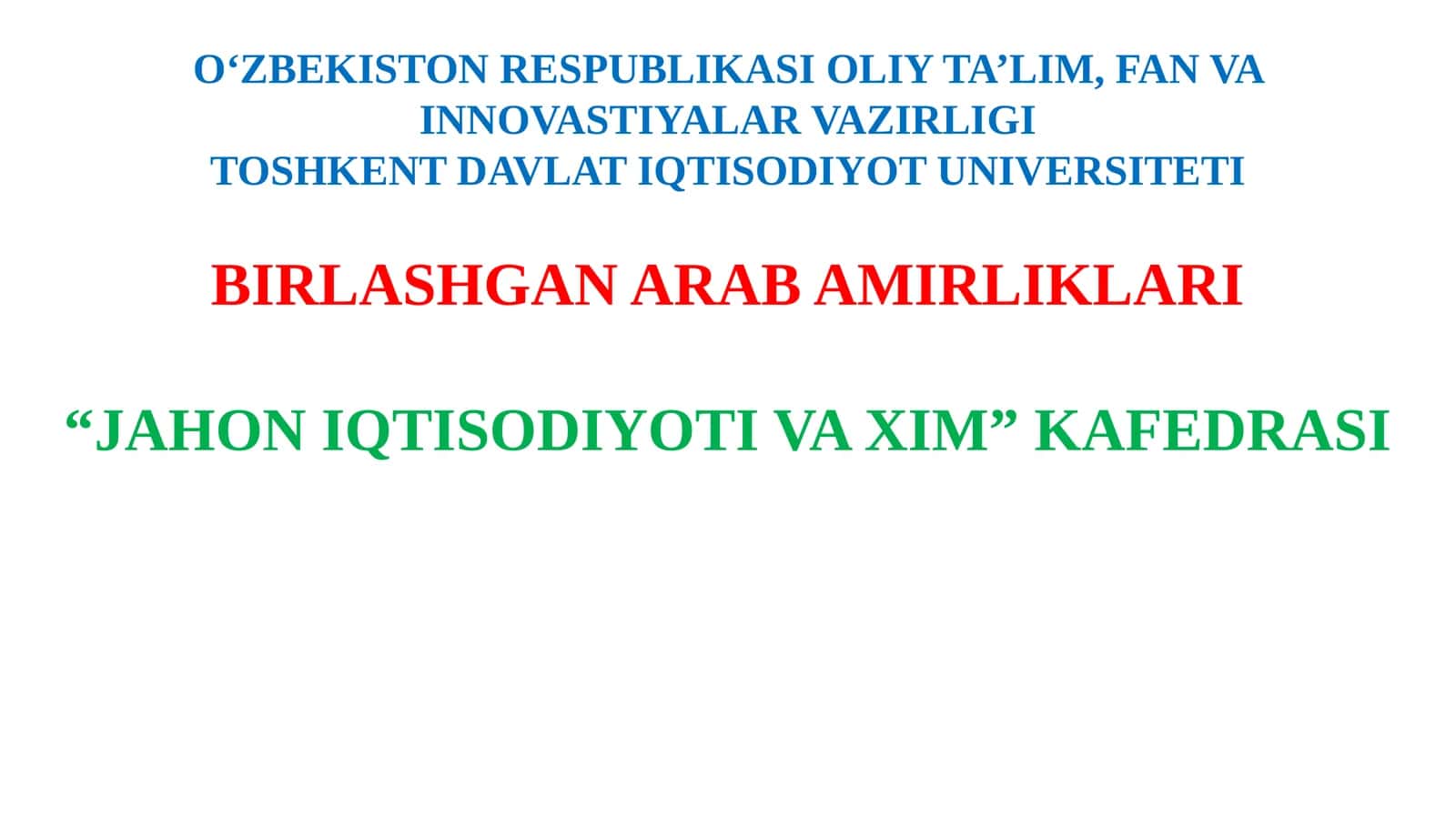 Birlashgan Arab Amirliklari iqtisodiyoti va emperik tahlili 1