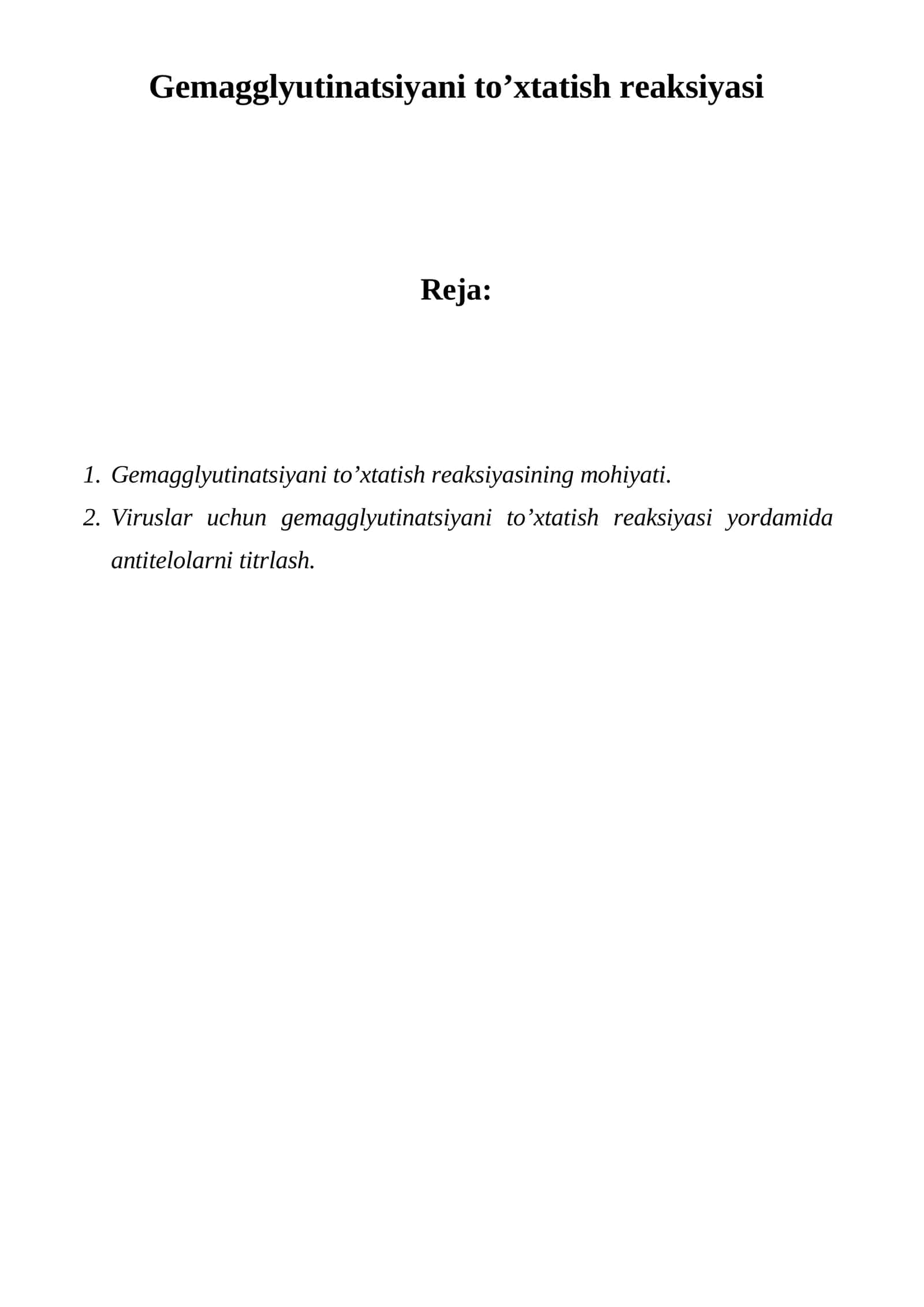 Gemagglyutinatsiyani to’xtatish reaksiyasi 1