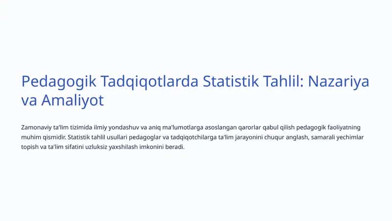 Pedagogik Tadqiqotlarda Statistik Tahlil 1