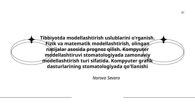 Tibbiyotda modellashtirish uslublarini o'rganish 1