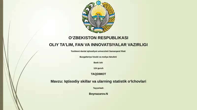 Iqtisodiy skillar va ularning statistik oʻlchovlari 1