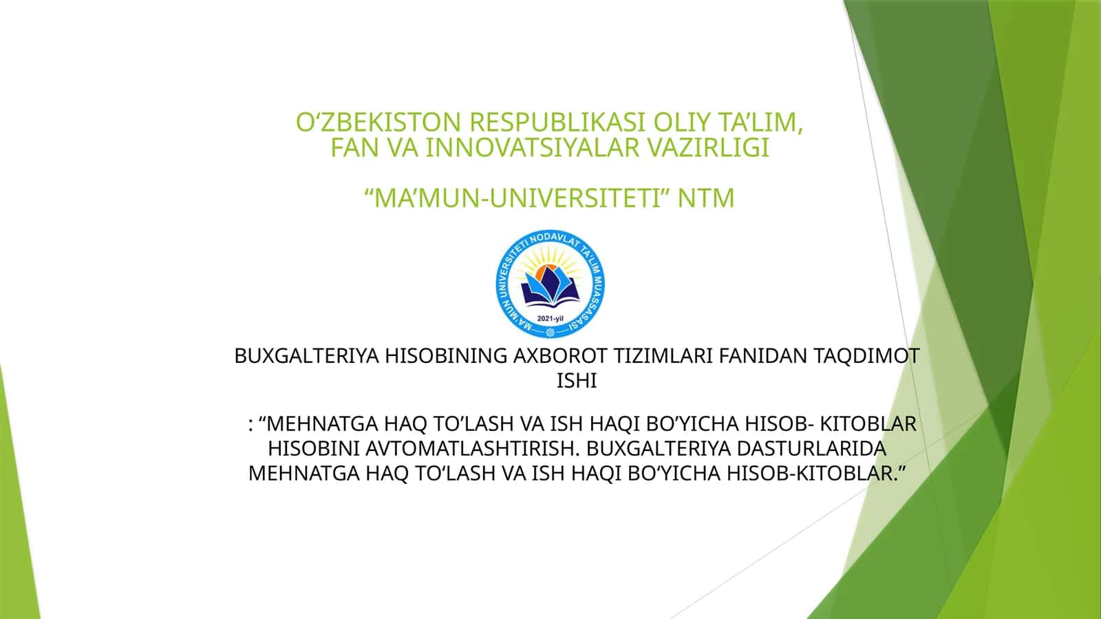 Buxgalteriya Hisobining Axborot Tizimlari 1
