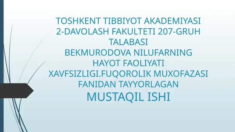 SHAXSIY HIMOYALANISH VOSITALARI.SHAXSIY TIBBIY HIMOYA VOSITALARI 1