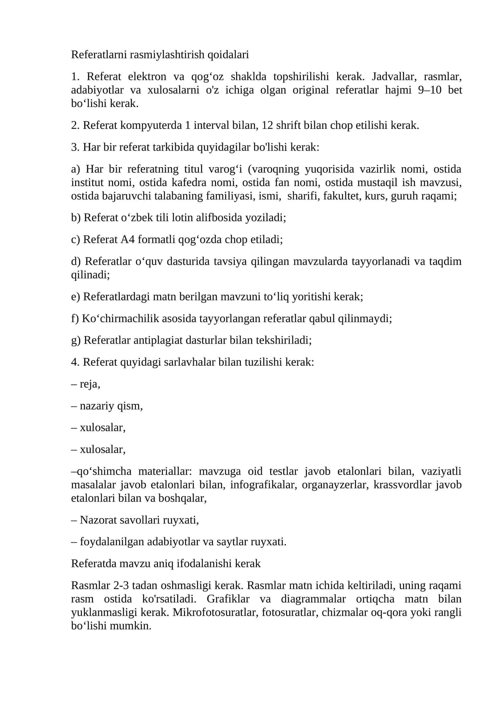 Referatlarni rasmiylashtirish qoidalari 1