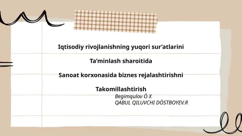 Iqtisodiy Rivojlanishning Yuqori Sur’atlarini Ta’minlash Sharoitida 1
