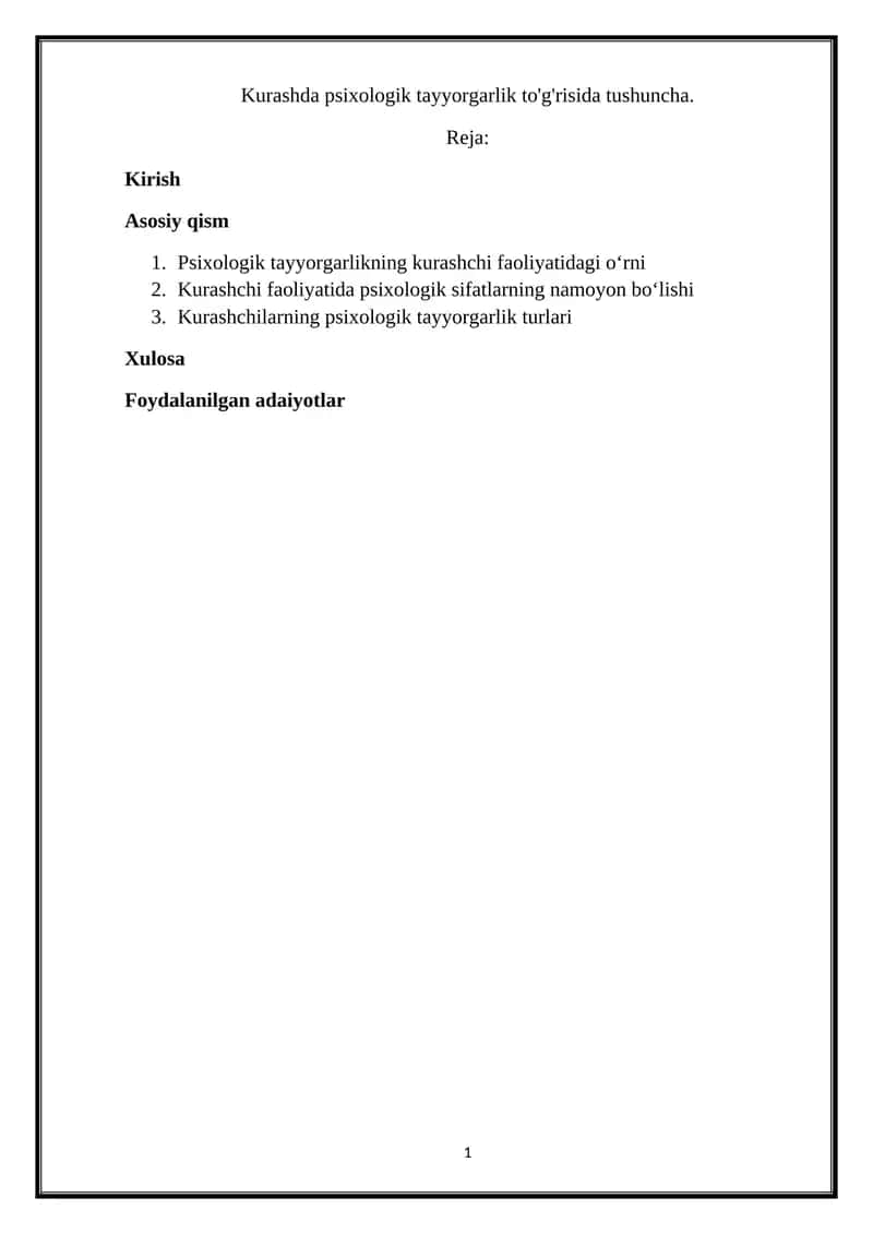 Kurash Psixologik Tayyorgarlik 1