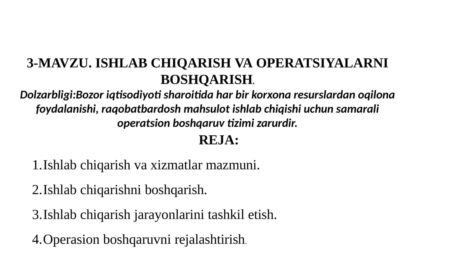 ISHLABCHIQARISH VA OPERATSIYALARNI BOSHQARISH 1