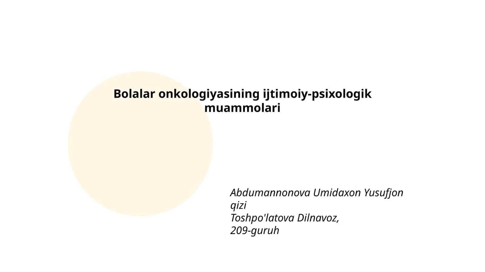 Bolalar onkologiyasining ijtimoiy-psixologik muammolari 1