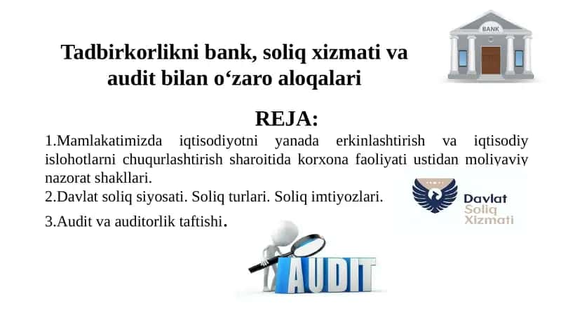 Moliya va soliq faoliyati ustida nazorat shakllari 1