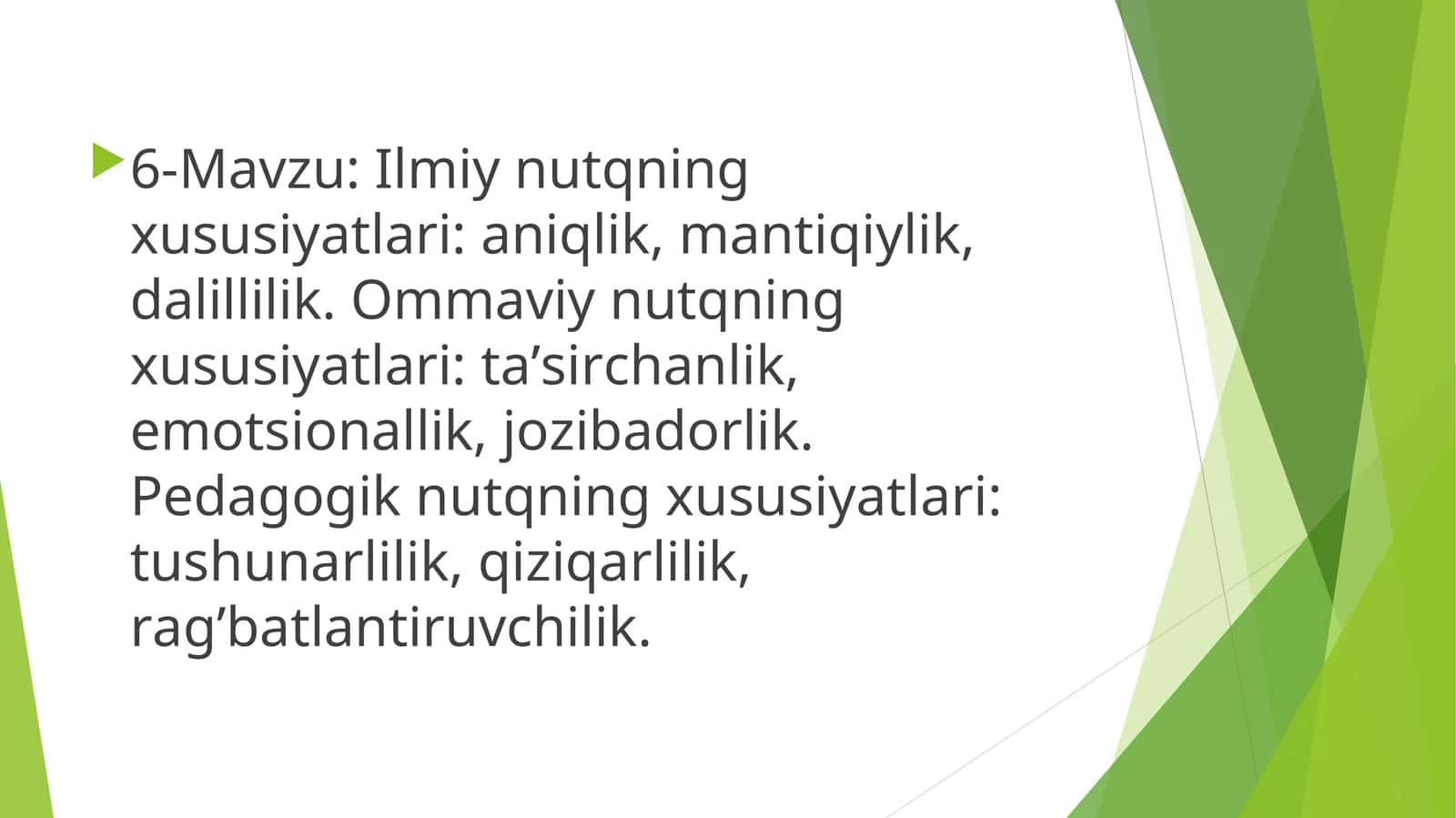 Ilmiy Nutqning Xususiyatlari 1