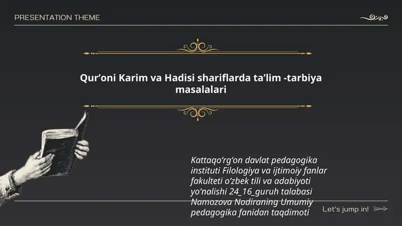 Qurʼoni Karim va Hadisi shariflarda taʼlim -tarbiya masalalari 1