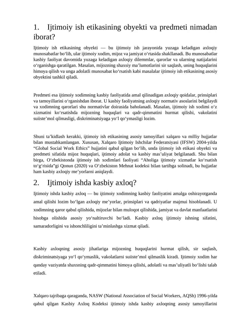 Ijtimoiy ish etikasi 1