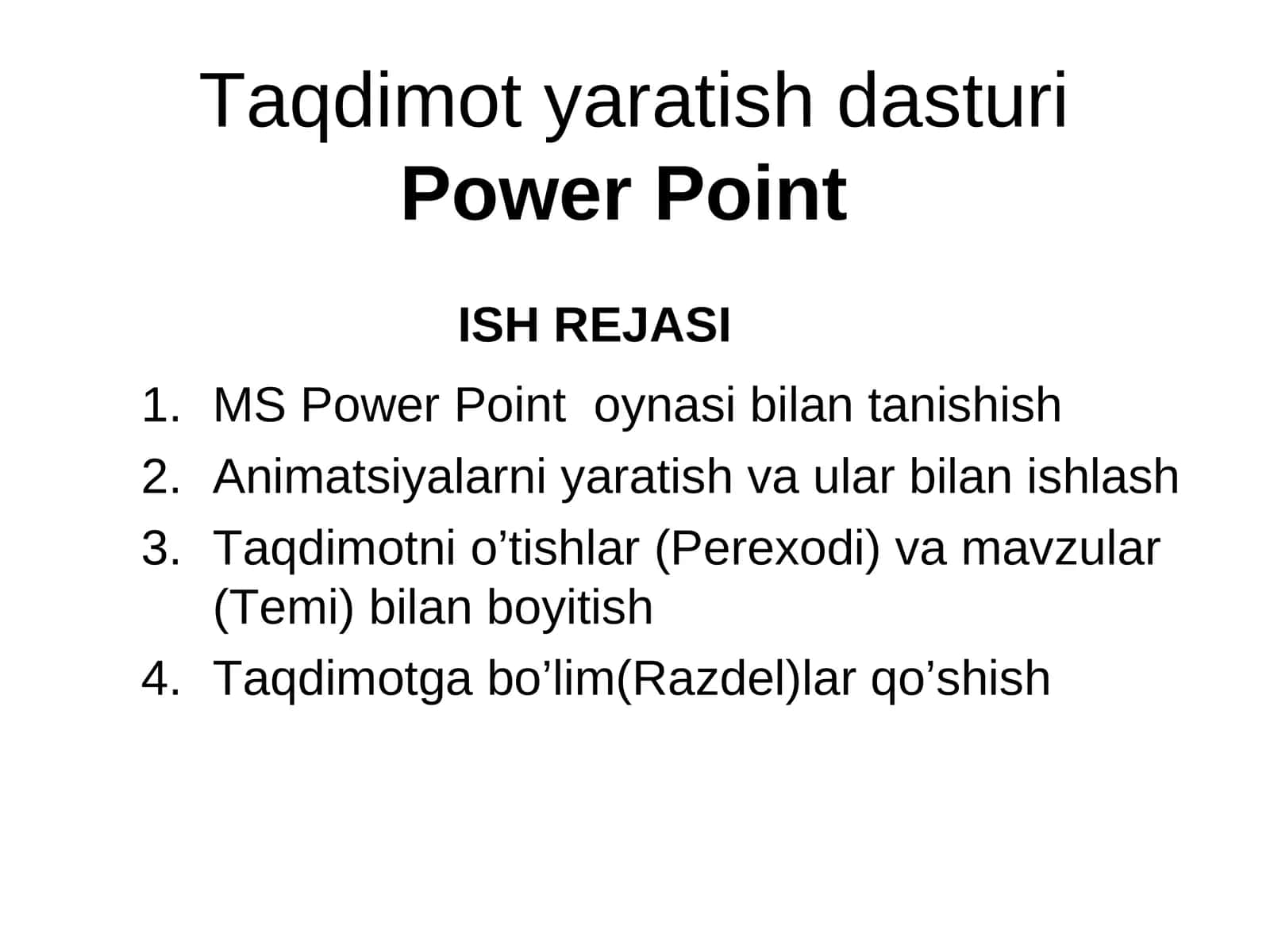 Microsoft Power Point (тақдимот яратиш дастури) 1