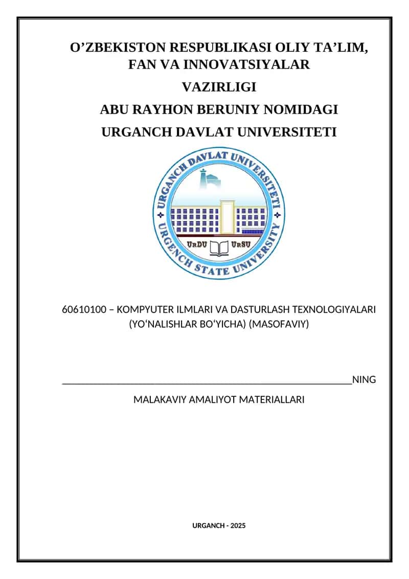 KOMPYUTER ILMLARI VA DASTURLASH TEXNOLOGIYALARI 1