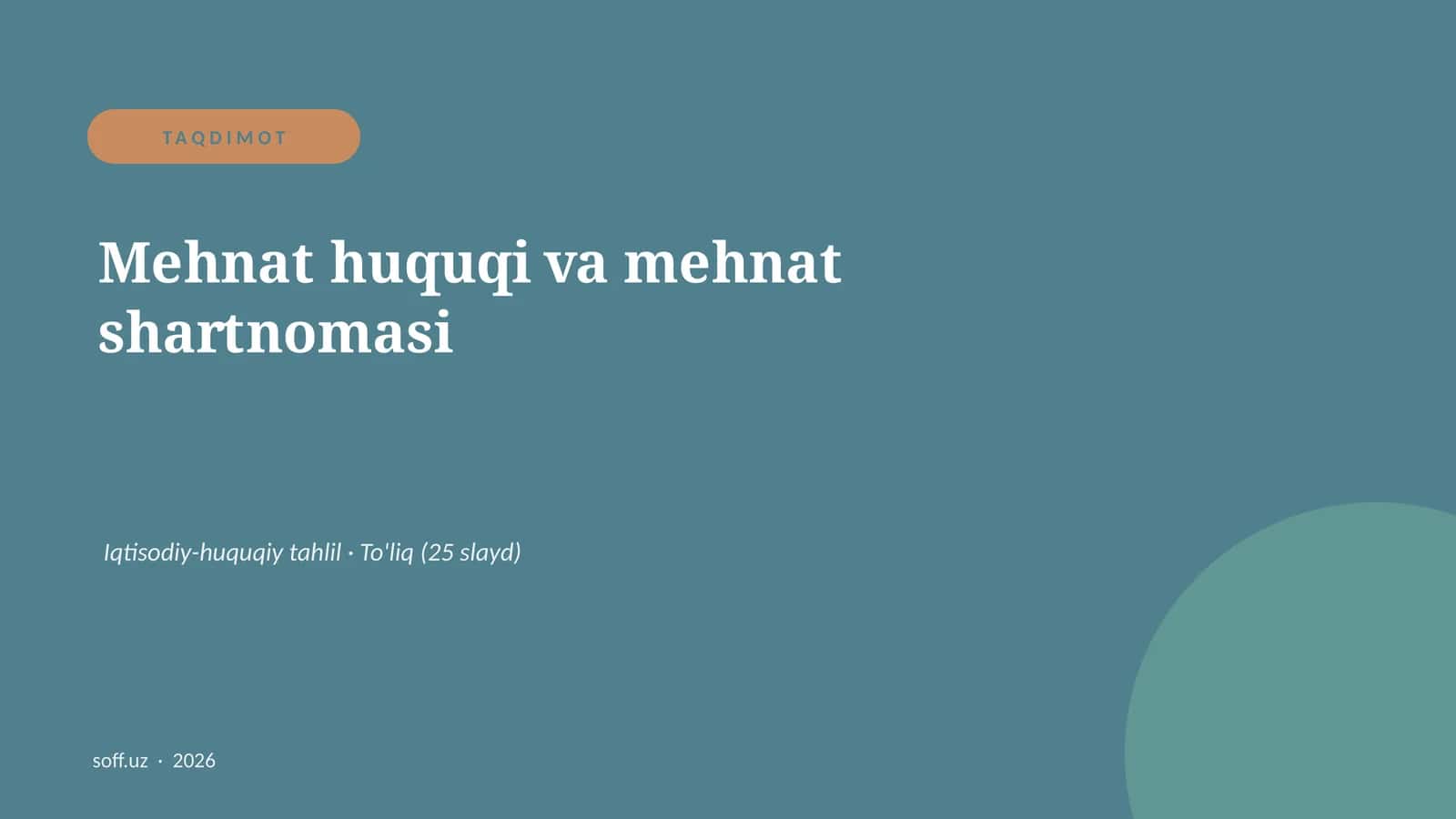 Mehnat huquqi va mehnat shartnomasi 1