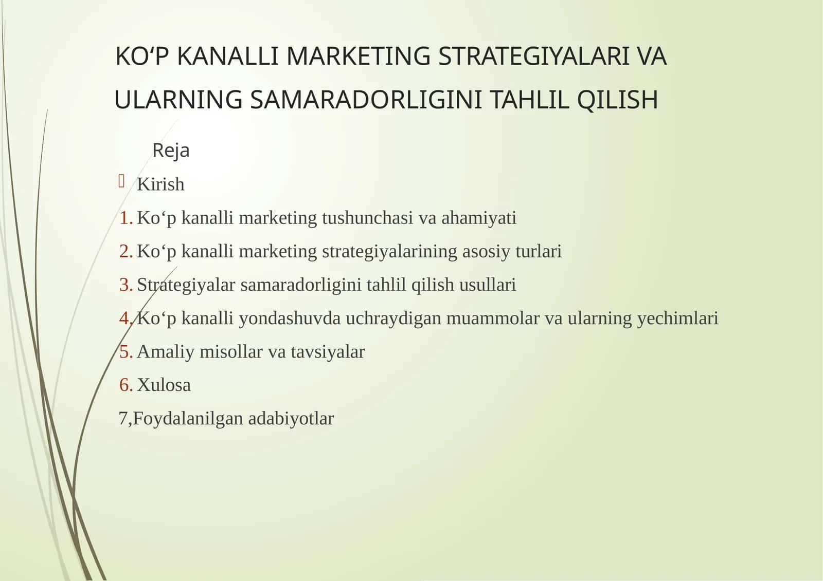 KOʻPKANALLIMARKETINGSTRATEGIYALARIVAULARNINGSAMARADORLIGINITAHLILQILISH 1