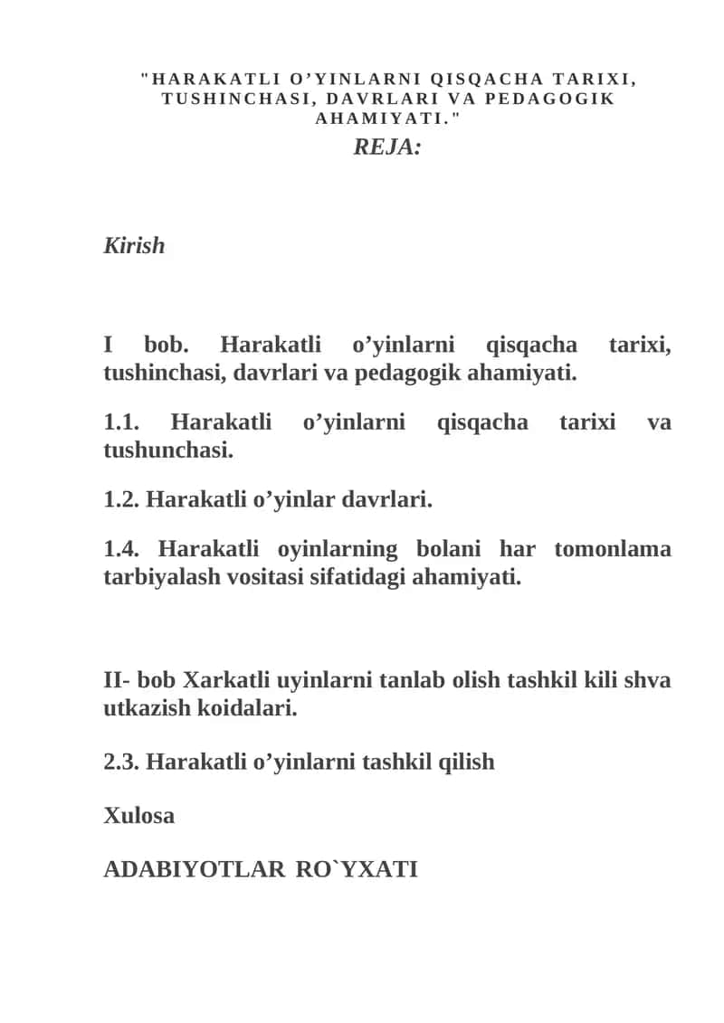 Harakatli O'yinlarni Qisqacha Tarixi, Tushunchasi, Davrlari va Pedagogik Ahamiyati 1