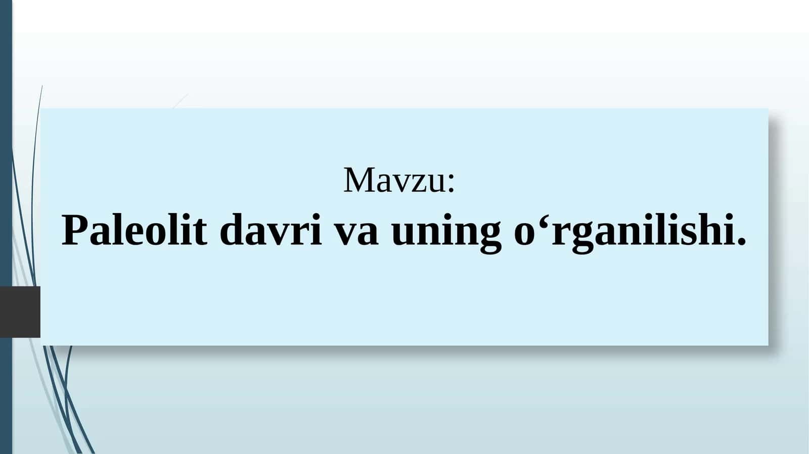 Paleolit davri va uning o‘rganilishi 1