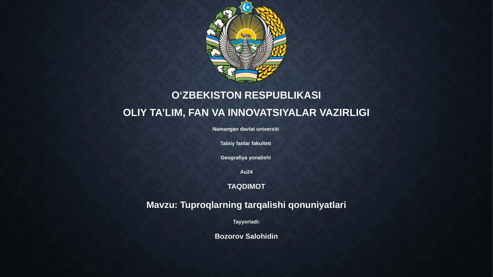 Tuproqlarning tarqalishi qonuniyatlari 1