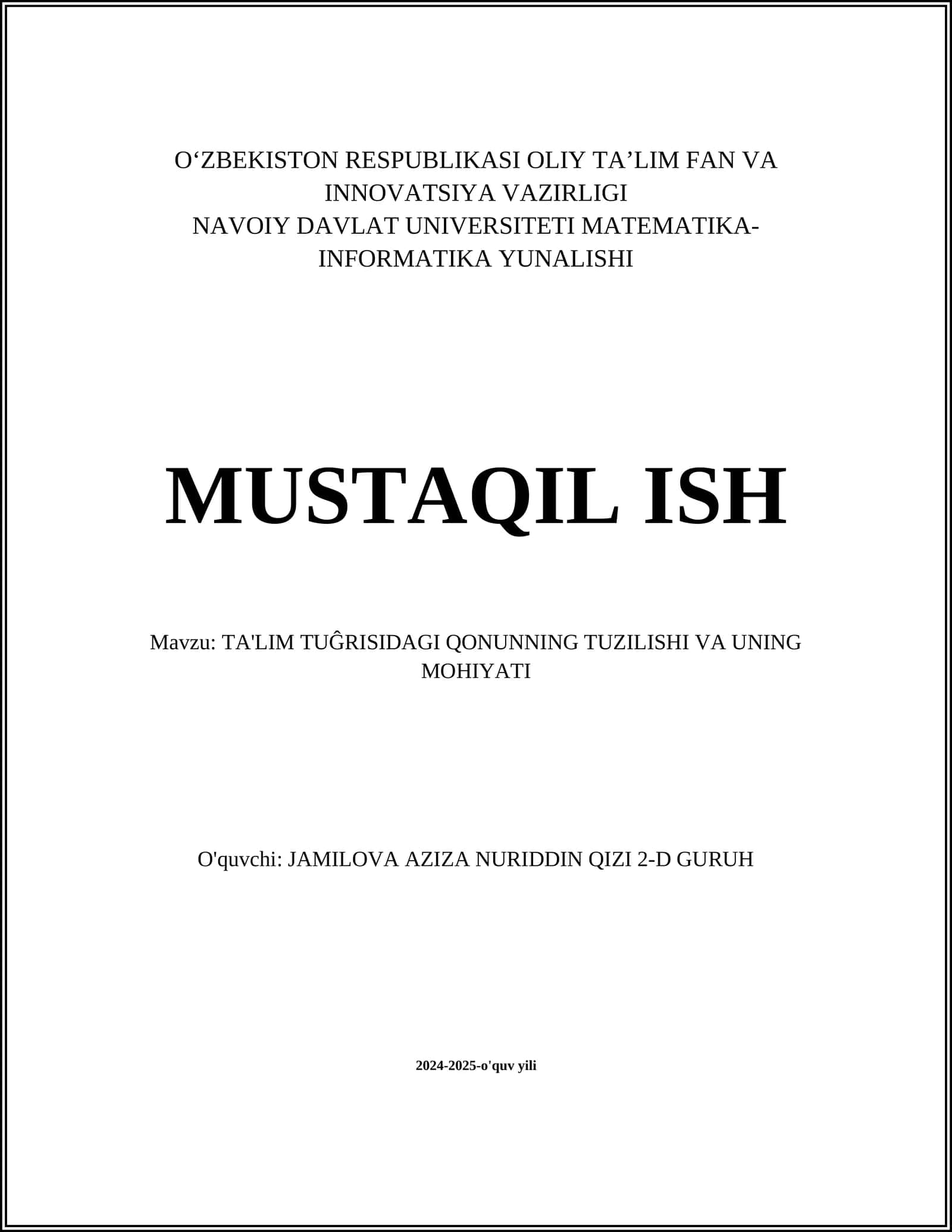 TA'LIM TUĞRISIDAGI QONUNNING TUZILISI VA UNING MOHIYATI 1