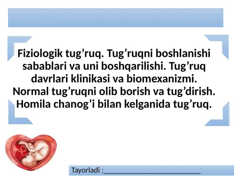 Fiziologik tug’ruq. 1