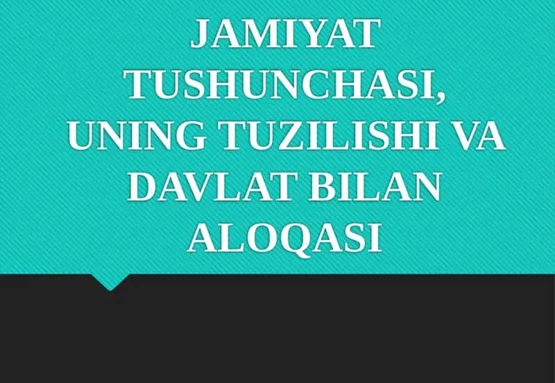 JAMIYAT TUSHUNCHASI, UNING TUZILISHI VA DAVLAT BILAN ALOQASI 1